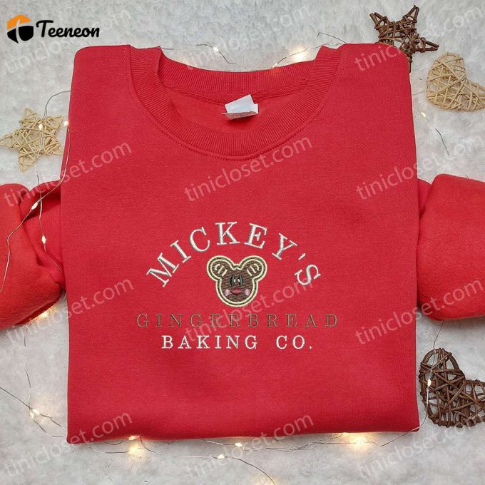 Mickey S Gingerbread Baking Co Embroidered Shirt &Amp;Amp; Disney Characters Hoodie: B Gift For Men Women Christmas Gifts For Family 1