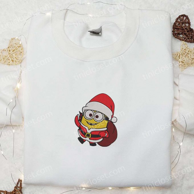 Christmas Minion Santa Claus Embroidered Shirt &Amp; Cartoon Hoodie - F Gift For Men Women Apparel For The Holidays 2