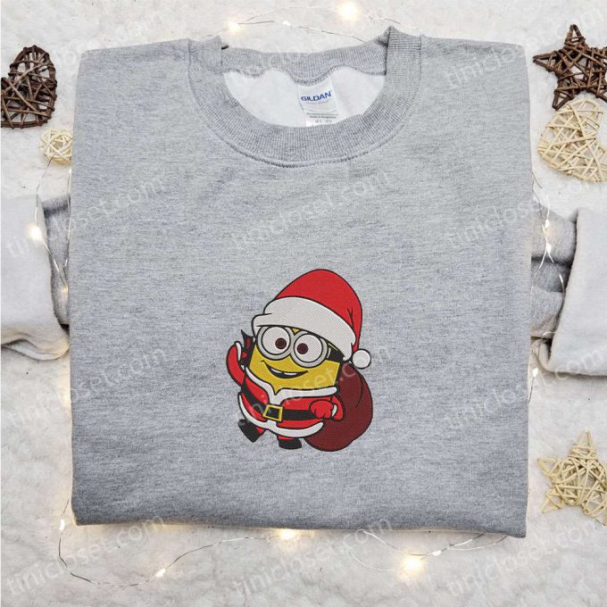 Christmas Minion Santa Claus Embroidered Shirt &Amp; Cartoon Hoodie - F Gift For Men Women Apparel For The Holidays 3