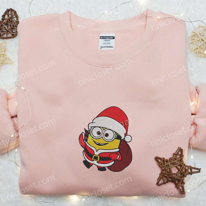 Christmas Minion Santa Claus Embroidered Shirt &Amp; Cartoon Hoodie - F Gift For Men Women Apparel For The Holidays 4