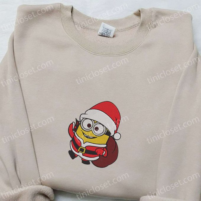 Christmas Minion Santa Claus Embroidered Shirt &Amp; Cartoon Hoodie - F Gift For Men Women Apparel For The Holidays 5