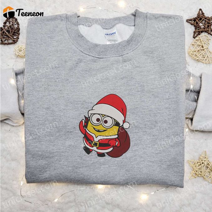 Christmas Minion Santa Claus Embroidered Shirt &Amp;Amp; Cartoon Hoodie - F Gift For Men Women Apparel For The Holidays 1