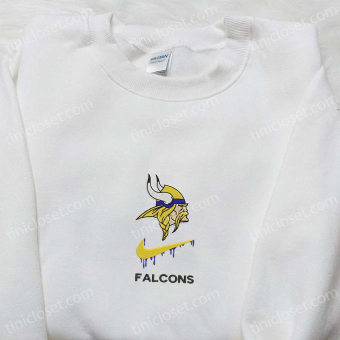 Minn Gift For Men Women Vikings Falcon X Nike Swoosh Embroidered Shirt - Nfl Sports Hoodie 3