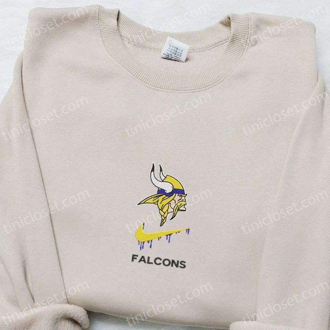 Minn Gift For Men Women Vikings Falcon X Nike Swoosh Embroidered Shirt - Nfl Sports Hoodie 4