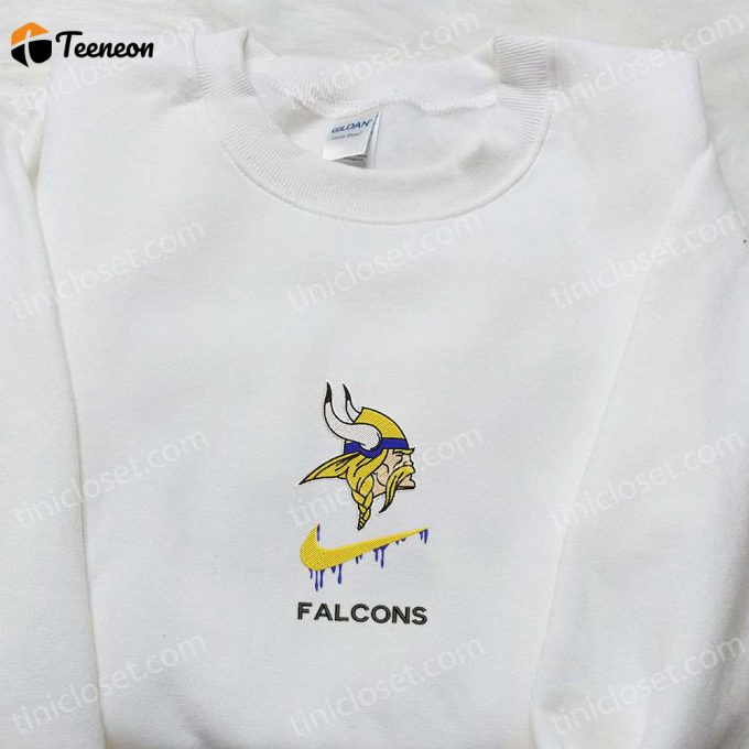 Minn Gift For Men Women Vikings Falcon X Nike Swoosh Embroidered Shirt - Nfl Sports Hoodie 1