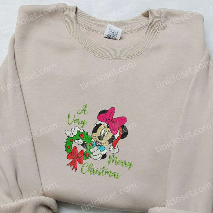 Minnie A Very Merry Christmas Wreath Shirt &Amp; Disney Characters Hoodie: B Gift For Men Women Family Gifts 3