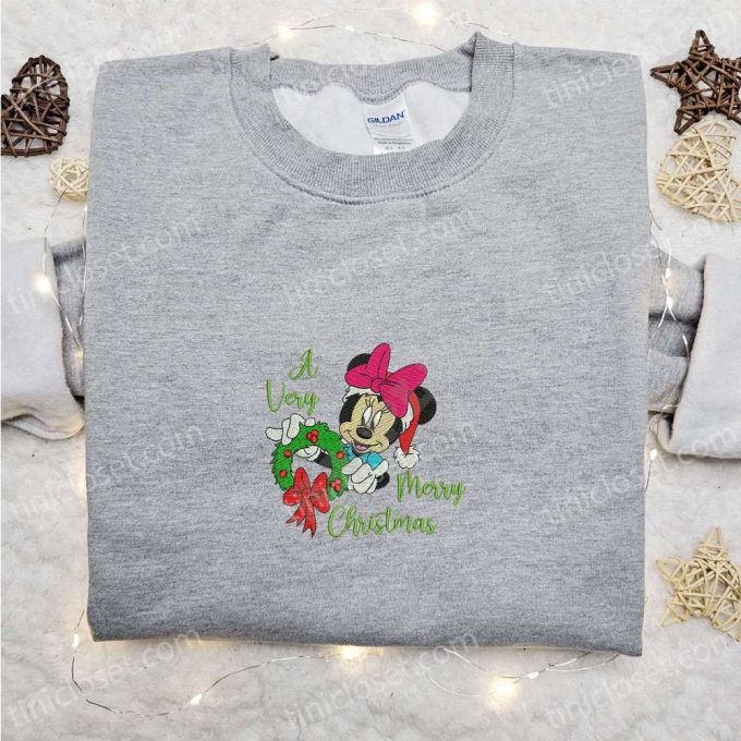 Minnie A Very Merry Christmas Wreath Shirt &Amp; Disney Characters Hoodie: B Gift For Men Women Family Gifts 4