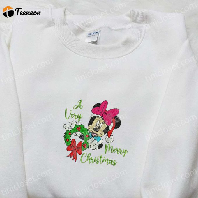 Minnie A Very Merry Christmas Wreath Shirt &Amp;Amp; Disney Characters Hoodie: B Gift For Men Women Family Gifts 1