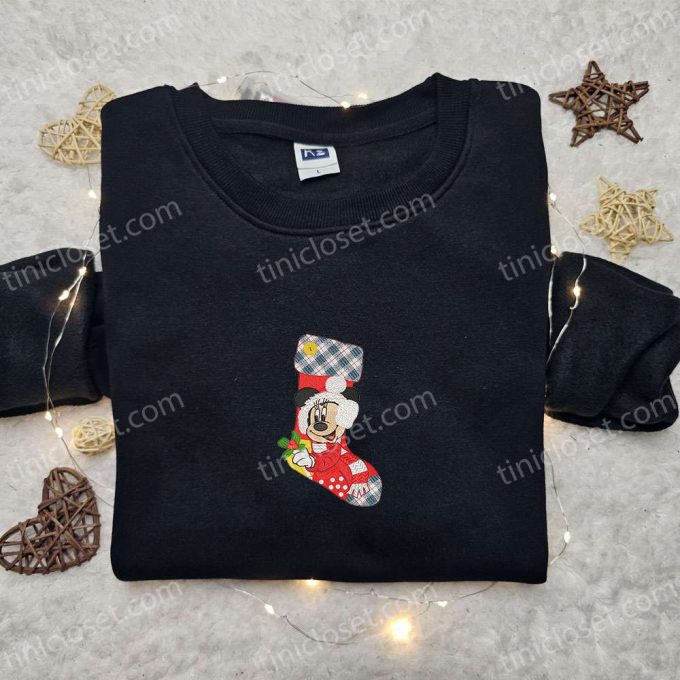 Minnie Mouse Christmas Sock Embroidered Shirt &Amp; Disney Characters Hoodie: Perfect Family Christmas Gifts 2