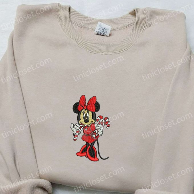 Minnie Mouse Candy Cane Shirt &Amp; Disney Characters Hoodie: Perfect Christmas Gifts For Family 2