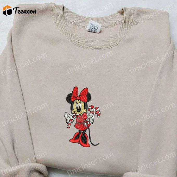 Minnie Mouse Candy Cane Shirt &Amp;Amp; Disney Characters Hoodie: Perfect Christmas Gifts For Family 1