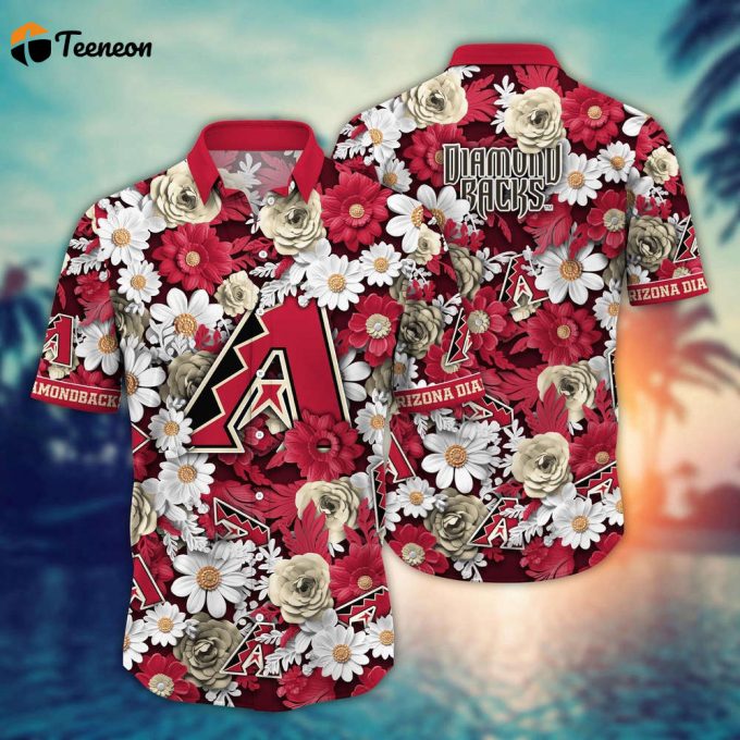 Mlb Arizona Diamondbacks Hawaiian Shirt Flower Floral Fusion Fashion For Fans 1