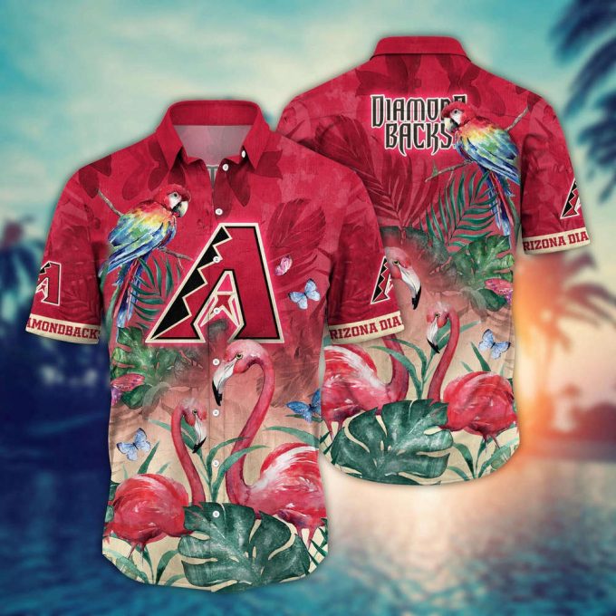 Mlb Arizona Diamondbacks Hawaiian Shirt Flower Pink Crane Pattern For Fans 2