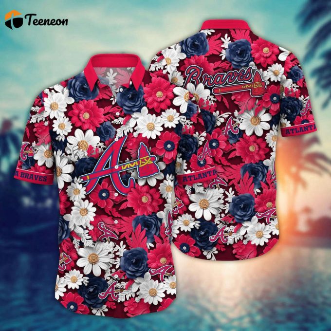 Mlb Atlanta Braves Hawaiian Shirt Flower Floral Fusion Fashion For Fans 1