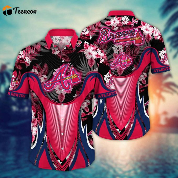 Mlb Atlanta Braves Hawaiian Shirt Flower Grandstand Glamour For Fans 1