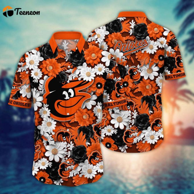 Mlb Baltimore Orioles Hawaiian Shirt Flower Floral Fusion Fashion For Fans 1