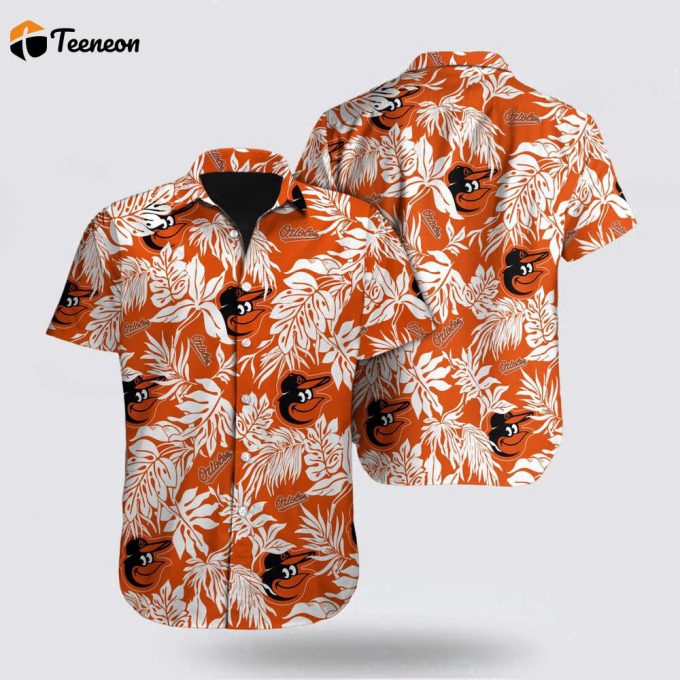 Mlb Baltimore Orioles Hawaiian Shirt Palm Leaf Pattern For Fan Mlb 1