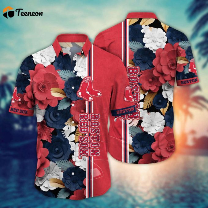 Mlb Boston Red Sox Hawaiian Shirt Fashion Frenzy In Floral For Sport Fan 1