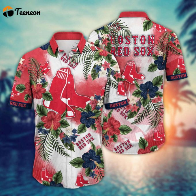 Mlb Boston Red Sox Hawaiian Shirt Pitch Perfect Bloom Gift For Fans 1