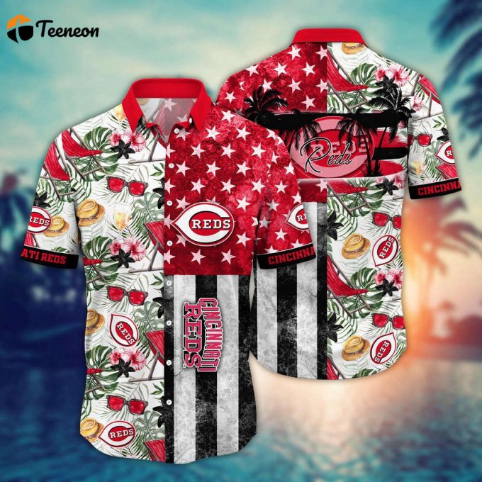 Mlb Cincinnati Reds Hawaiian Shirt Flower Home Run Threads For Fans 1