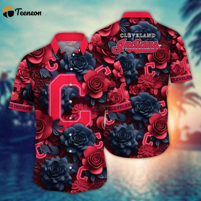 Mlb Cleveland Indians Hawaiian Shirt Flower Aloha Style Unleashed For Fans 1