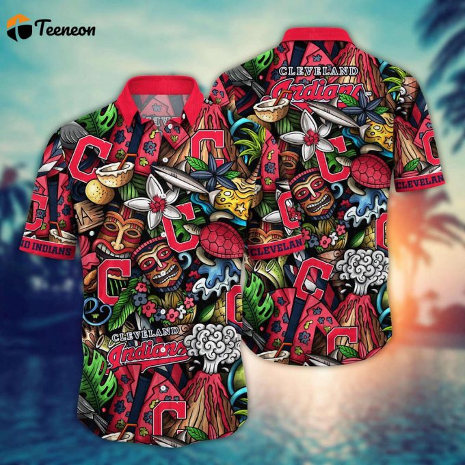 Mlb Cleveland Indians Hawaiian Shirt Flower Strike A Style Statement For Fans 1