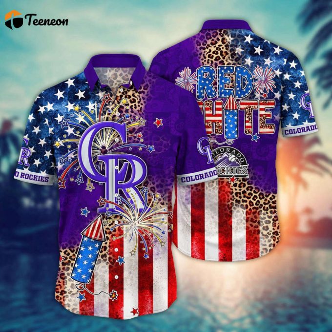 Mlb Colorado Rockies Hawaii Shirt Independence Day Vibrant Aloha For Cool Fans 1