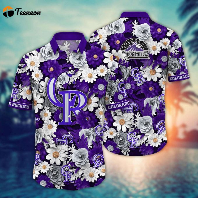 Mlb Colorado Rockies Hawaiian Shirt Flower Floral Fusion Fashion For Fans 1