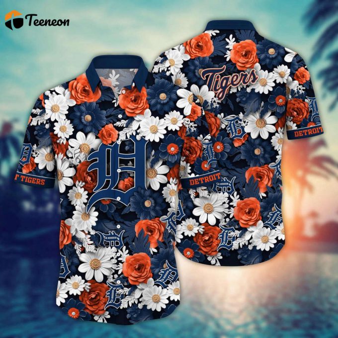 Mlb Detroit Tigers Hawaiian Shirt Flower Floral Fusion Fashion For Fans 1