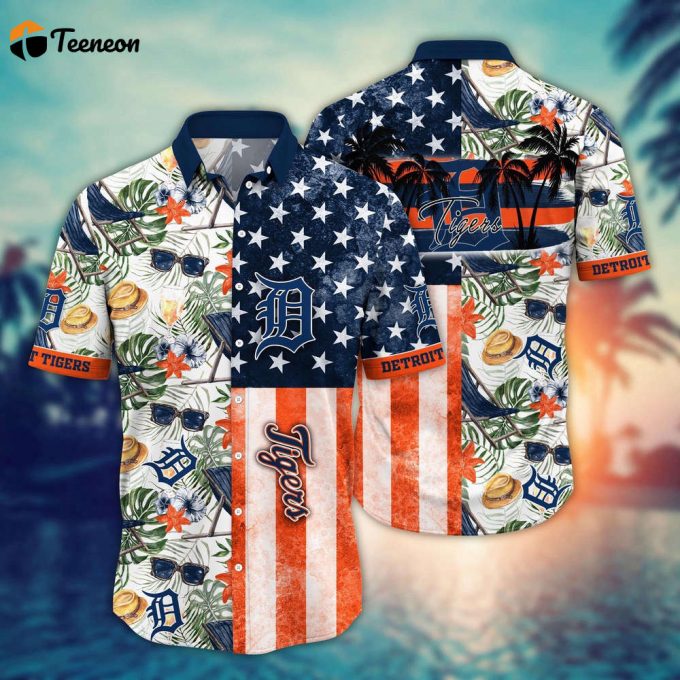 Mlb Detroit Tigers Hawaiian Shirt Flower Home Run Threads For Fans 1