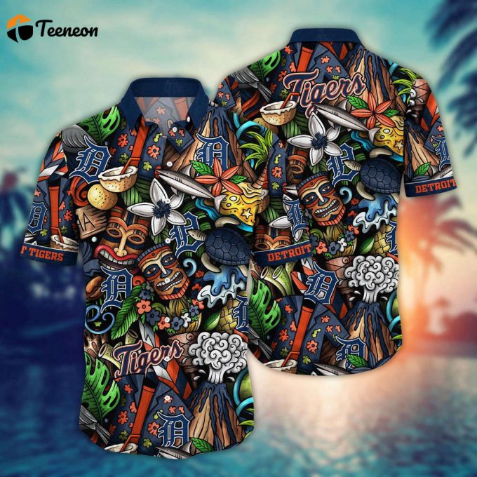 Mlb Detroit Tigers Hawaiian Shirt Flower Strike A Style Statement For Fans 1