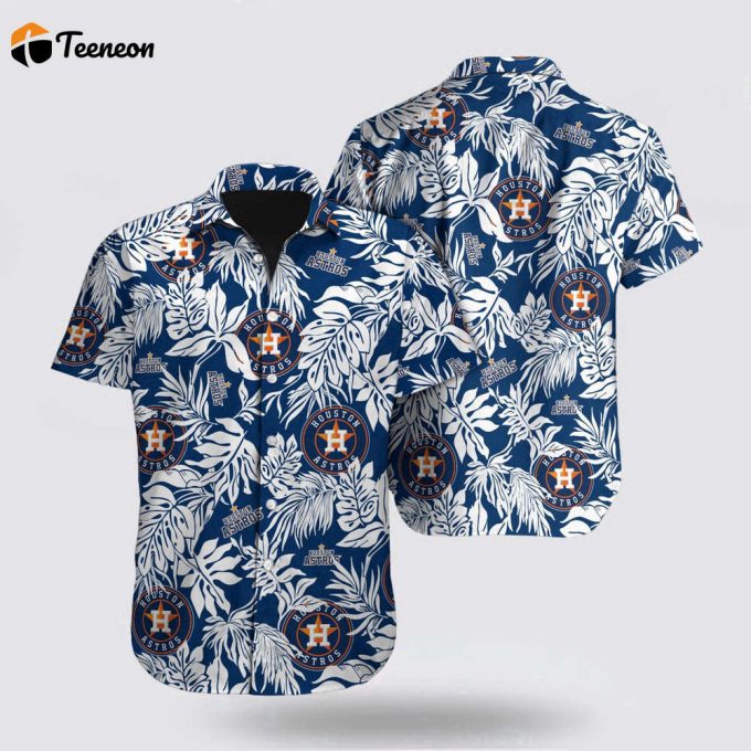 Mlb Houston Astros Hawaiian Shirt Palm Leaf Pattern For Fan Mlb 1