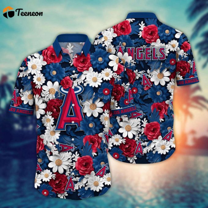 Mlb Los Angeles Angels Hawaiian Shirt Flower Floral Fusion Fashion For Fans 1