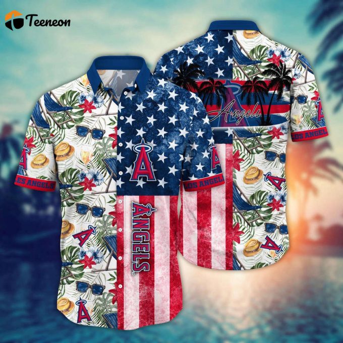 Mlb Los Angeles Angels Hawaiian Shirt Flower Home Run Threads For Fans 1