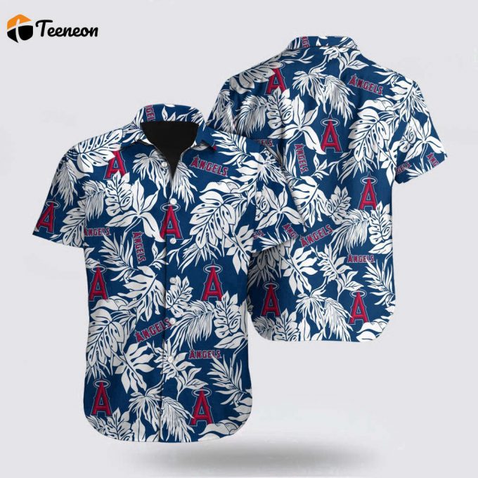 Mlb Los Angeles Angels Hawaiian Shirt Palm Leaf Pattern For Fan Mlb 1