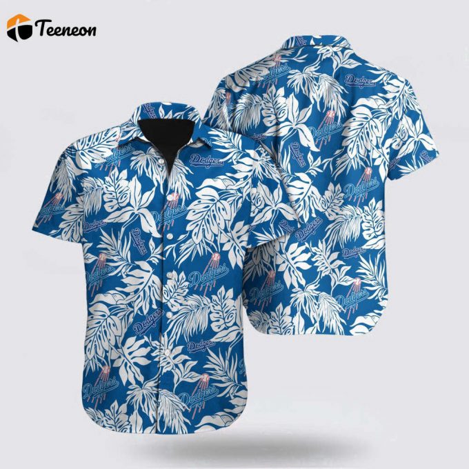 Mlb Los Angeles Dodgers Hawaiian Shirt Blue Tropical Pattern For Fan Mlb 1