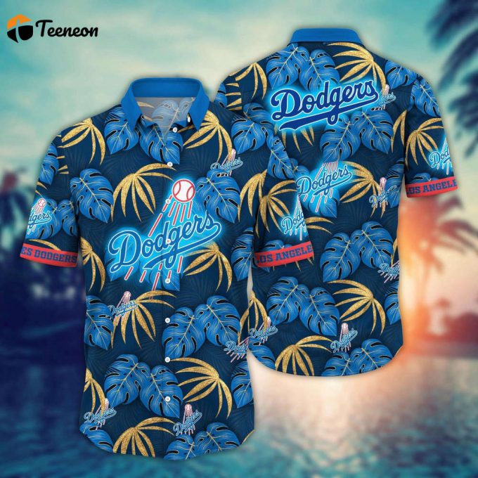 Mlb Los Angeles Dodgers Hawaiian Shirt Floral Symphony Gift For Fans 1