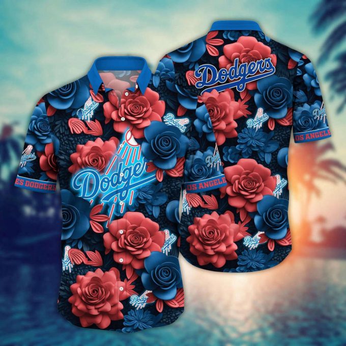 Mlb Los Angeles Dodgers Hawaiian Shirt Flower Aloha Style Unleashed For Fans 2