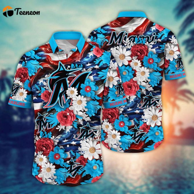 Mlb Miami Marlins Hawaii Shirt Independence Day For Cool Fans 1