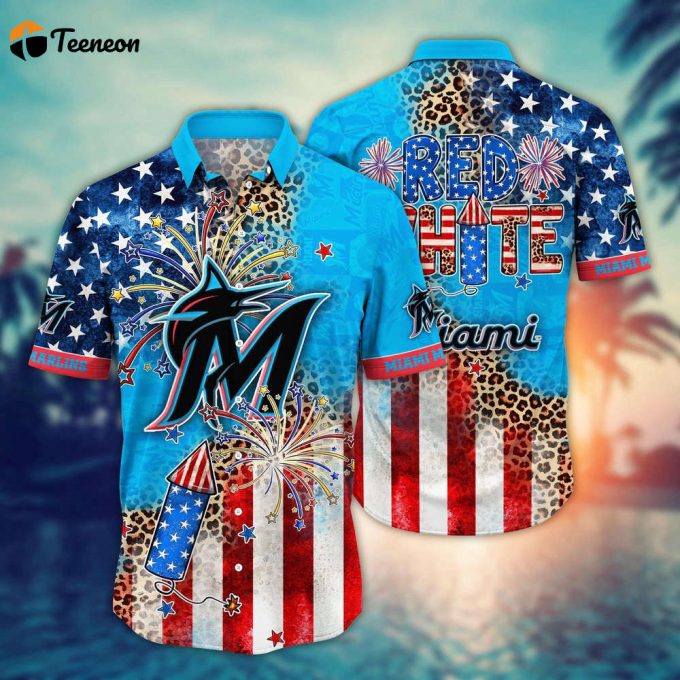 Mlb Miami Marlins Hawaii Shirt Independence Day Vibrant Aloha For Cool Fans 1