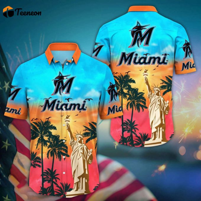 Mlb Miami Marlins Hawaii Shirt Sunrise To Sunset For Cool Fans 1