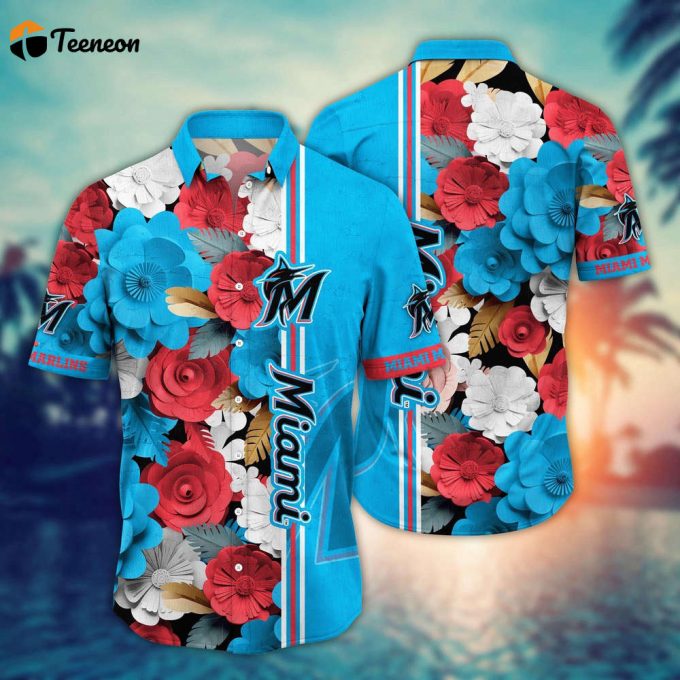 Mlb Miami Marlins Hawaiian Shirt Fashion Frenzy In Floral For Sport Fan 1