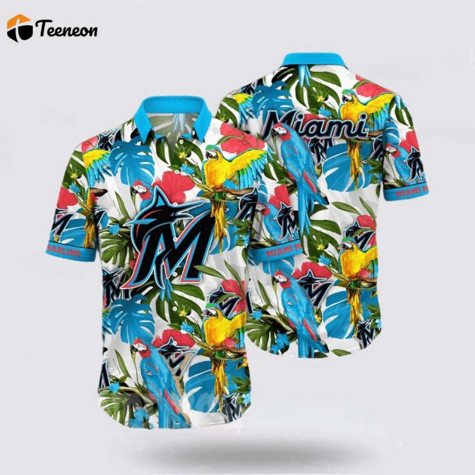 Mlb Miami Marlins Hawaiian Shirt Feel The Aloha Spirit With The Charming Coastal Collection For Fans 1