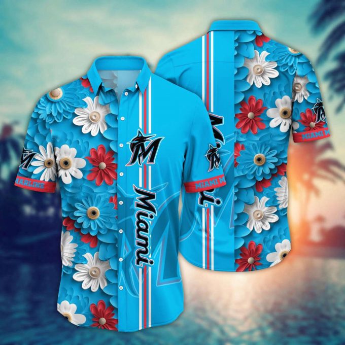 Mlb Miami Marlins Hawaiian Shirt Floral Finesse For Sports Fans 2