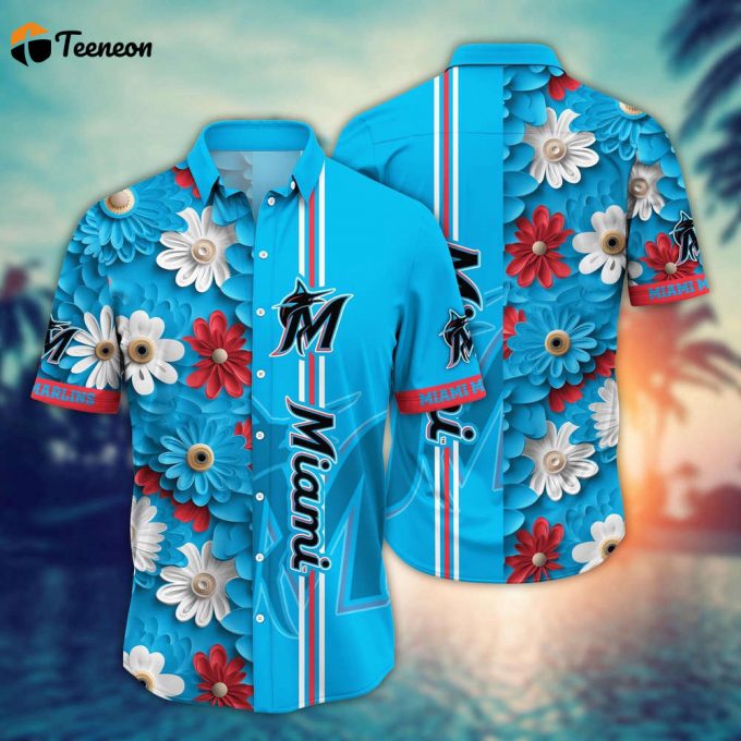 Mlb Miami Marlins Hawaiian Shirt Floral Finesse For Sports Fans 1