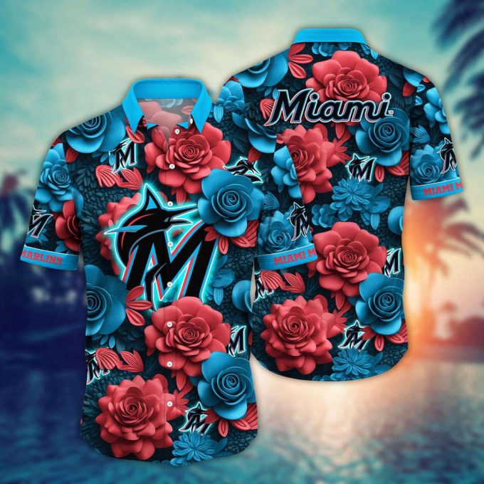 Mlb Miami Marlins Hawaiian Shirt Flower Aloha Style Unleashed For Fans 2