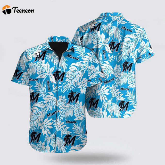 Mlb Miami Marlins Hawaiian Shirt Tropical Pattern For Fan Mlb 1