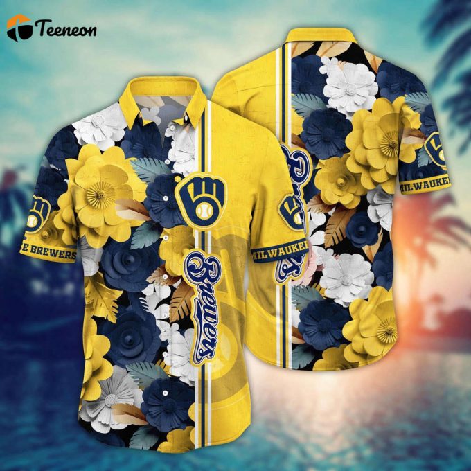 Mlb Milwaukee Brewers Hawaiian Shirt Fashion Frenzy In Floral For Sport Fan 1