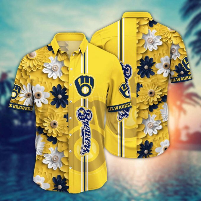 Mlb Milwaukee Brewers Hawaiian Shirt Floral Finesse For Sports Fans 2