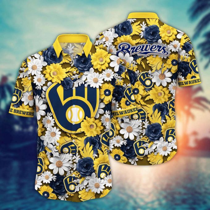 Mlb Milwaukee Brewers Hawaiian Shirt Flower Floral Fusion Fashion For Fans 2